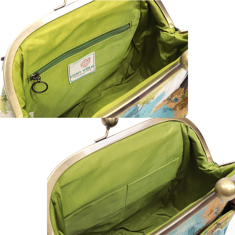 がま口バッグ 《SOAR SOLe》ソアソウル インポート ジャガード生地