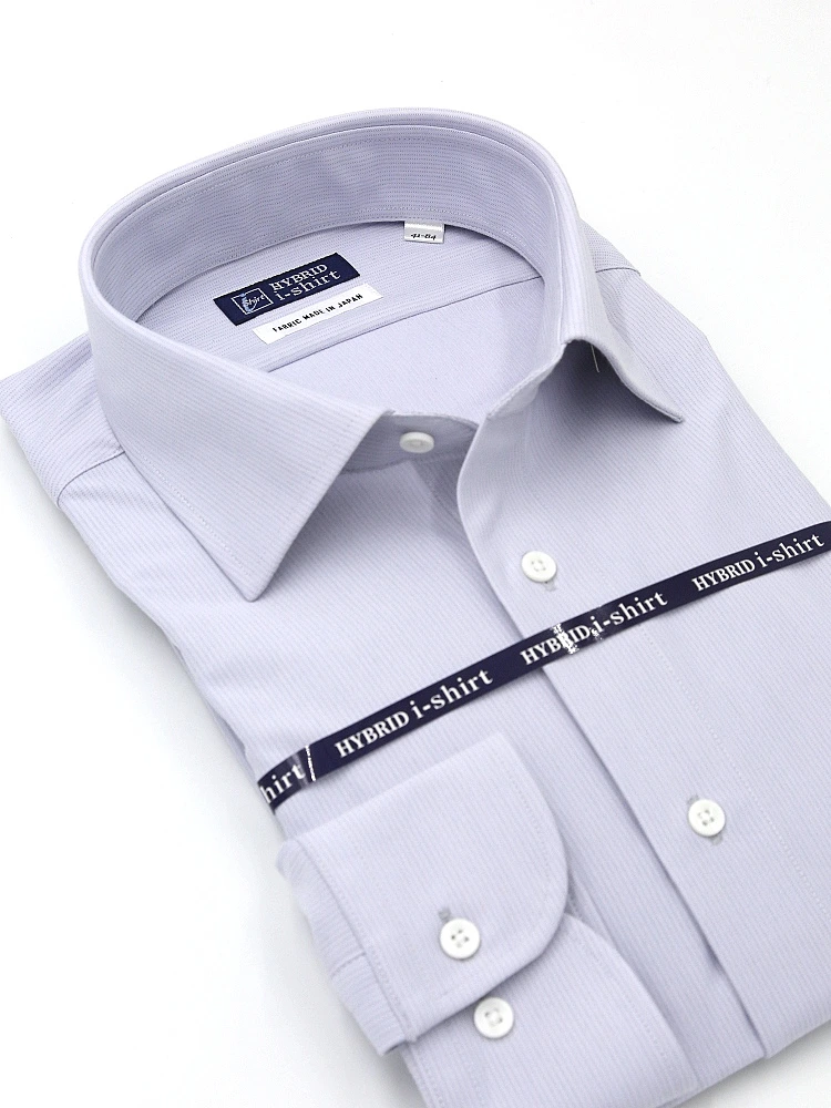 ホワイト 【ハイブリッドアイシャツ】ウール混素材 長袖 ワイシャツ