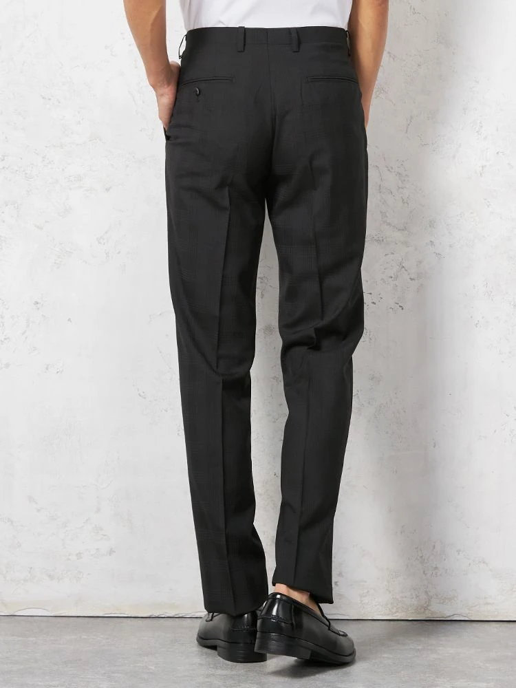 ウォッシャブル】パンツ スラックス ノータック スリム チェック nero