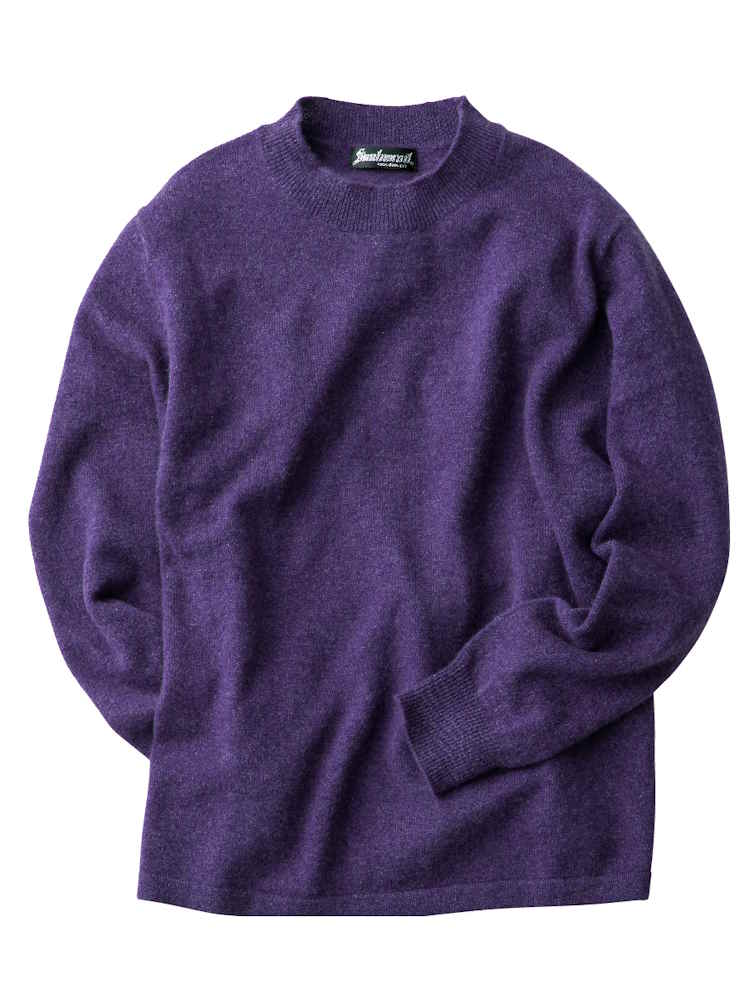 パープル レディース カシミヤクルーネックセーター／敬老の日／ギフト