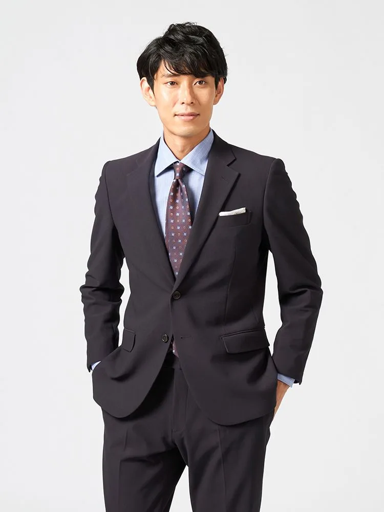 ブラウン 【上下ウォッシャブル】スーツ 2つボタン ニットコーデュロイ