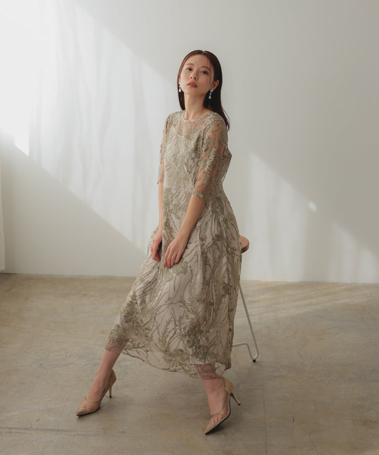 結婚式・お呼ばれドレス｜エンブロイダリーチュールドレス/22321155