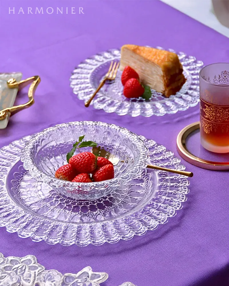 クリアレースガラスプレートL 28cm/トルコ製｜輸入食器・雑貨の通販