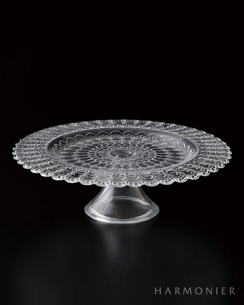 クリアレースガラスケーキスタンドL 28cm/トルコ製｜輸入食器・雑貨の