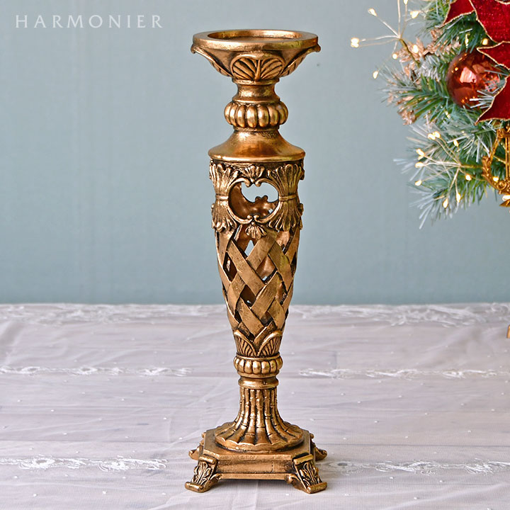 ゴールドアンティークキャンドルホルダー/エンタシス｜クリスマス雑貨