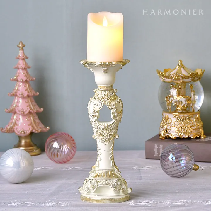 エレガントキャンドルホルダーアイボリー/ピラー＆テーパー用
