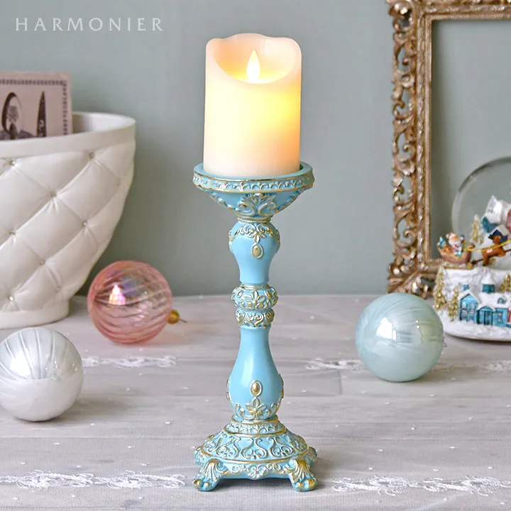 エレガントキャンドルホルダーブルー/ピラー＆テーパー用｜クリスマス