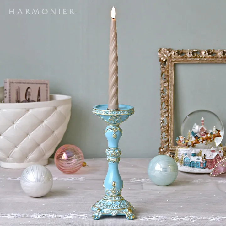 エレガントキャンドルホルダーブルー/ピラー＆テーパー用｜クリスマス