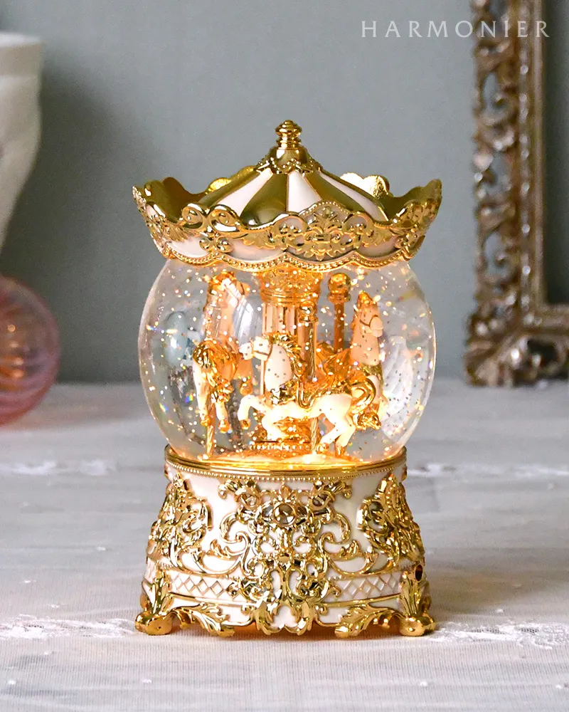 ハルモニア HARMONIER オルゴール アクリル LEDクリア＆ゴールド