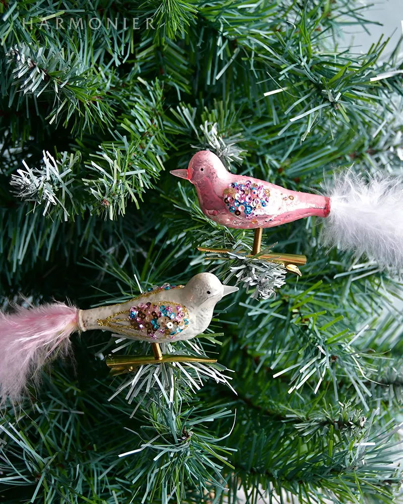 ガラスバードクリップオーナメント2コセット｜クリスマス雑貨の通販