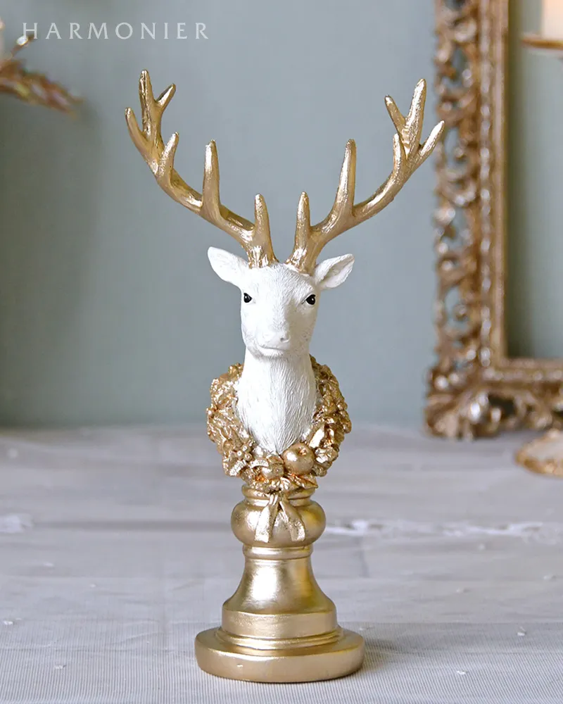トナカイヘッドゴールドスタンドオブジェ｜クリスマス雑貨の通販