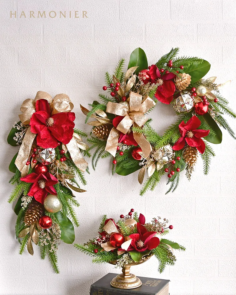 レッドマグノリアクリスマススワッグ60cm｜クリスマス雑貨の通販