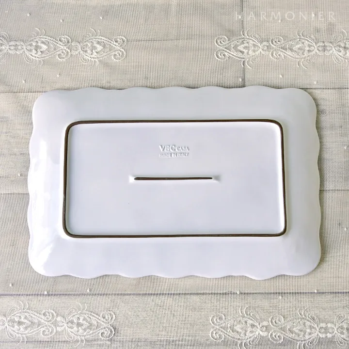 メルレットホワイトレーススクエアプレート37x25cm/イタリア製｜輸入