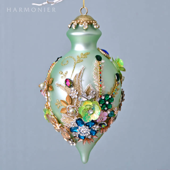 MRジュエルガラスオーナメント/フィニアル/シャイニーグリーン｜輸入