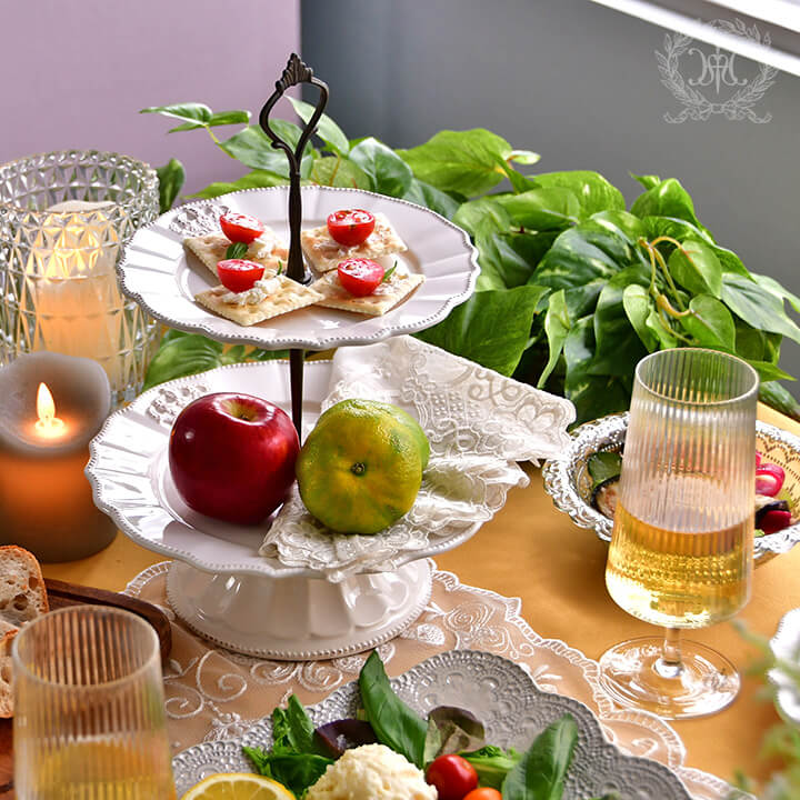 ホワイトクラウンケーキスタンド2段｜輸入食器・雑貨の通販 | 輸入雑貨