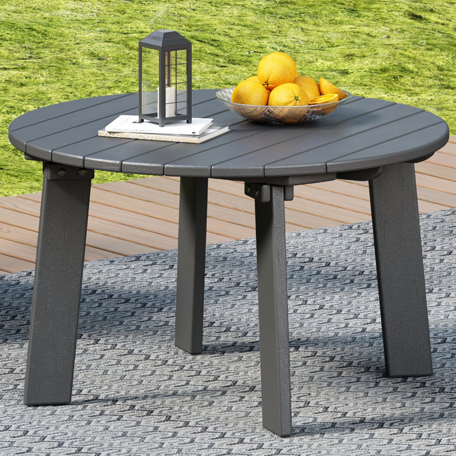 Round Outdoor Coffee Table 32''D Adirondack Patio Table | Hausfame