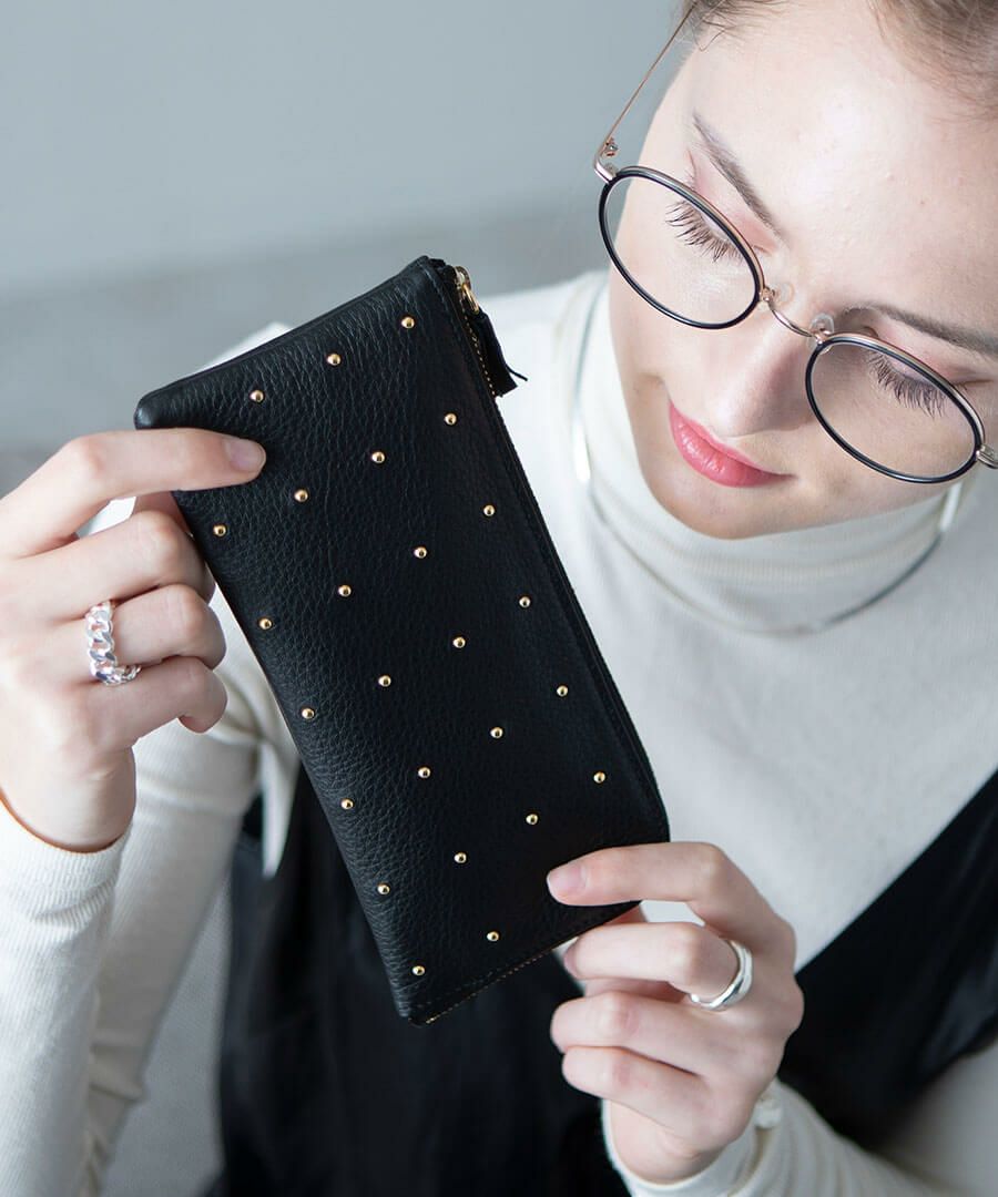 POMTATA ポンタタ ロングウォレット L字 長財布 ドットレザー | HAYNI