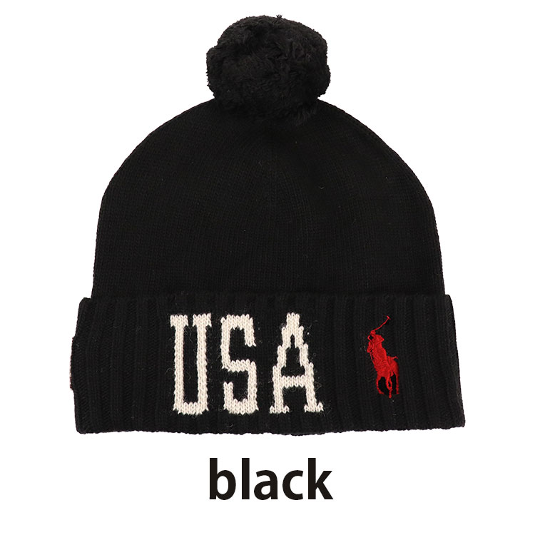 ポロ・ラルフローレン ニット帽 メンズ レディース ボンボン付き USA