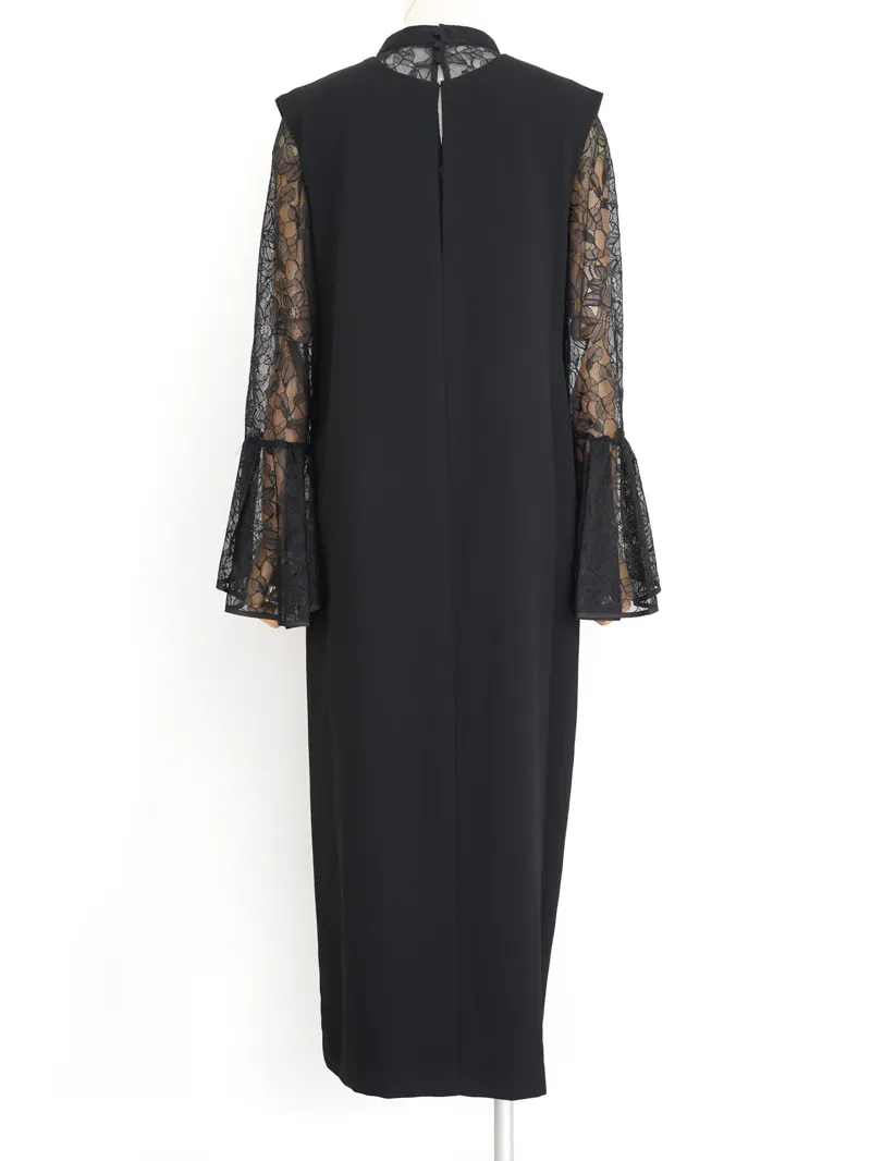 ANDRESD（アンドレスド）ベルスリーブスリットドレス（ブラック/L