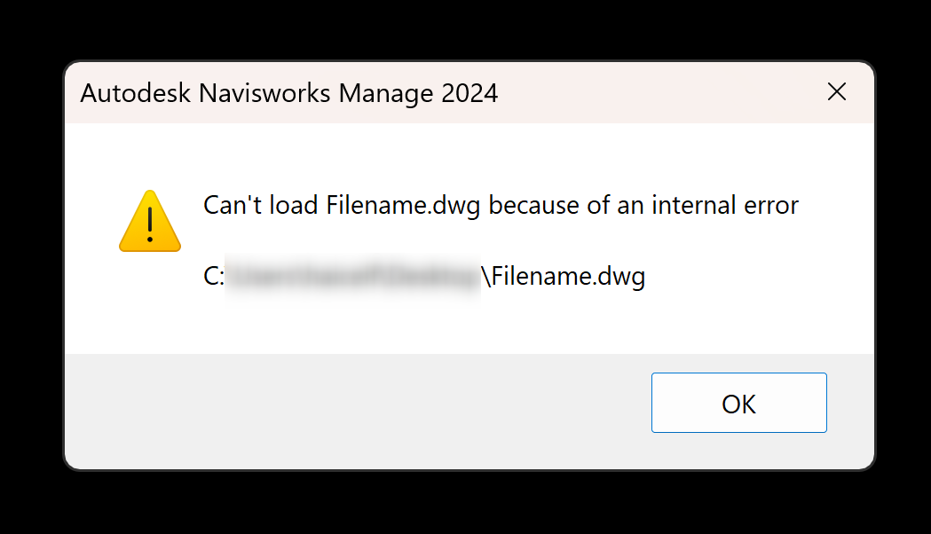 ロードできません []。Navisworks 2024 で Civil 3D ファイルを開く