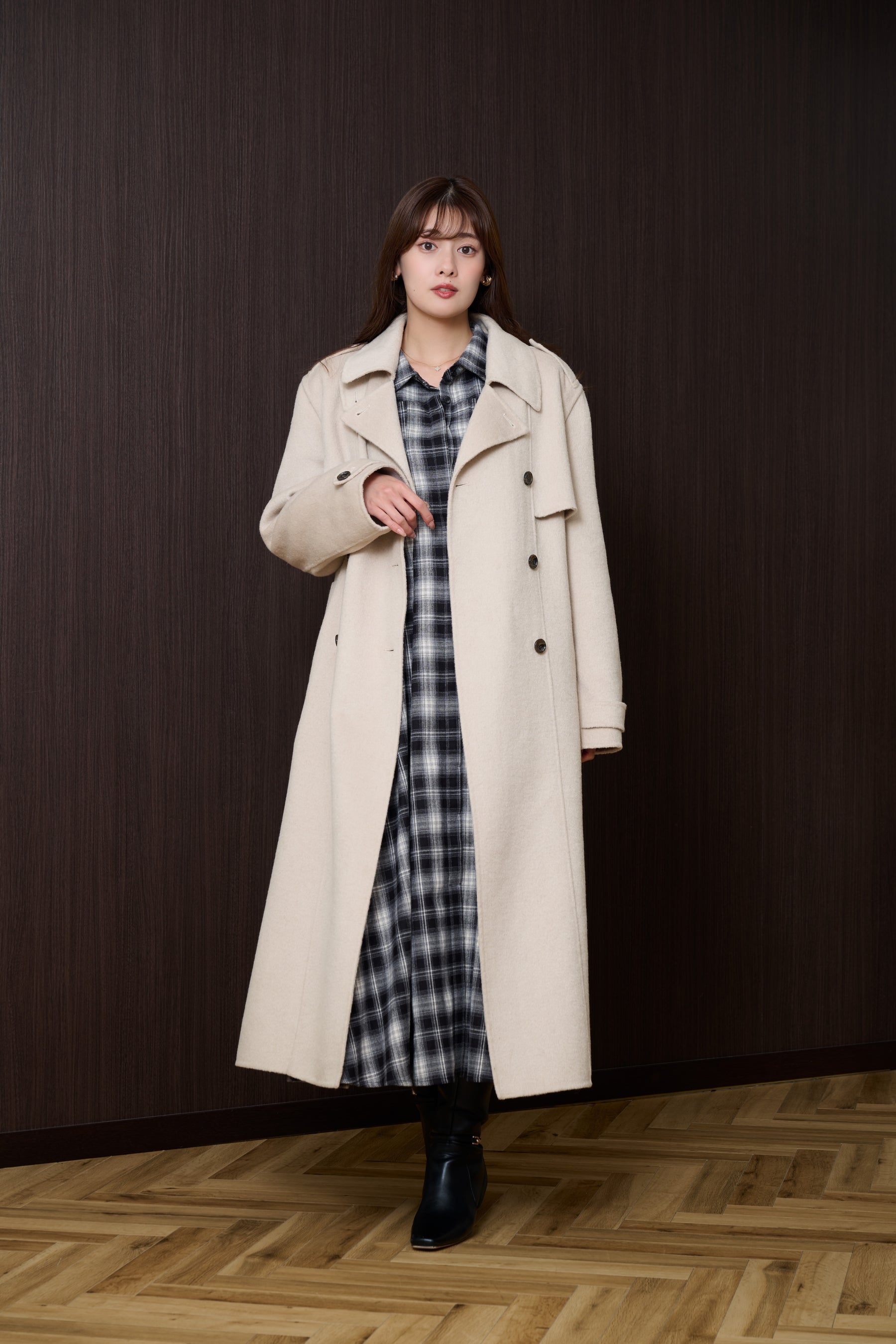 Wool-Blend Rever Trench Coat