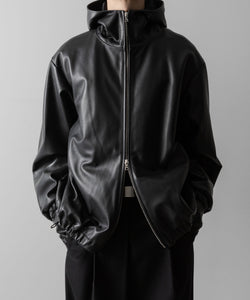 ssstein / シュタイン】LEATHER HOODED SHORT JACKET - DARK CHARCOAL