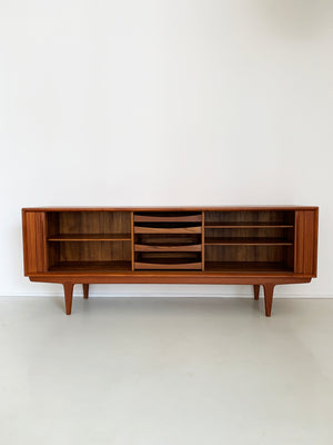 1960s Bernhard Pedersen and Son Teak Tambour Door Credenza Model