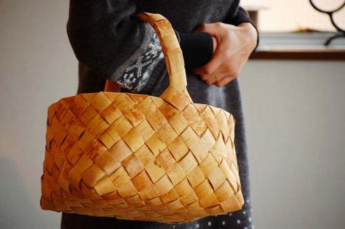 フィンランド/ハンドメイド/白樺/ショッピングバスケット（深型