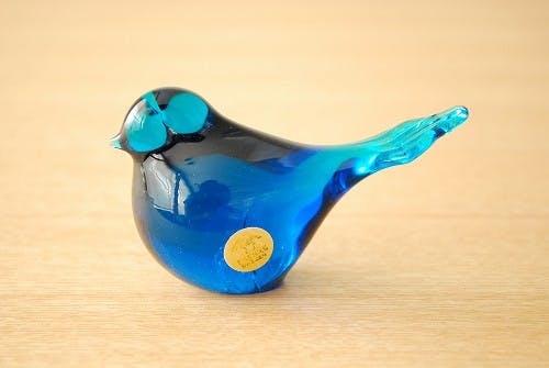 スウェーデンで見つけたガラスの小鳥オブジェ（ブルー） - 北欧
