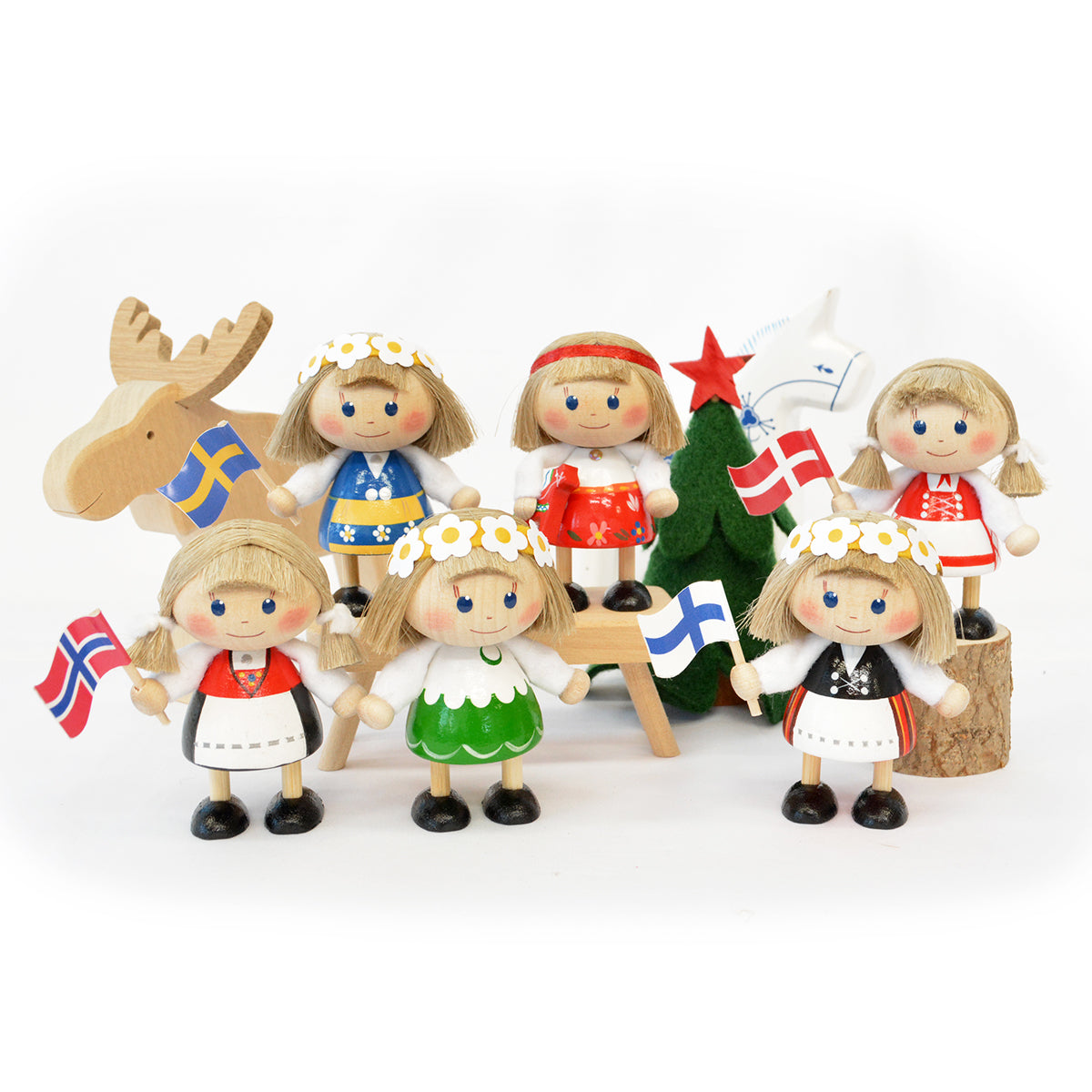 NORDIC GIFT ノルディック・ギフト 木製人形ノルウェーフラッグを持っ