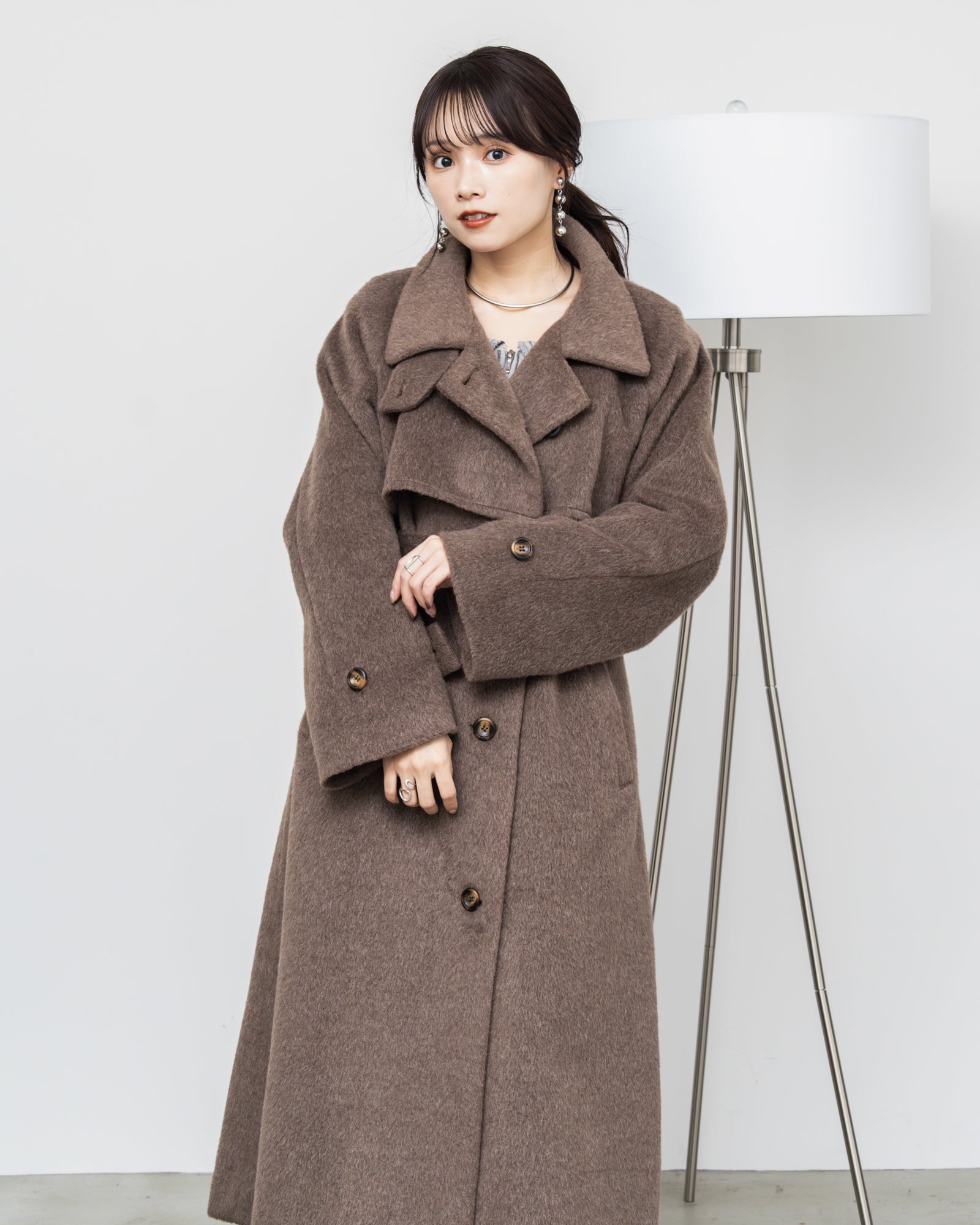 2WAYスタンドカラーシャギーロングコート | hollis