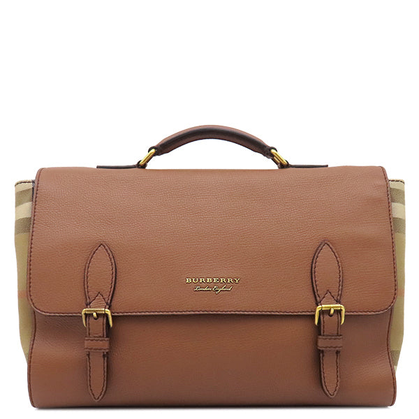 バーバリー BURBERRY ビジネスバッグ ブラウン×ベージュ レザー