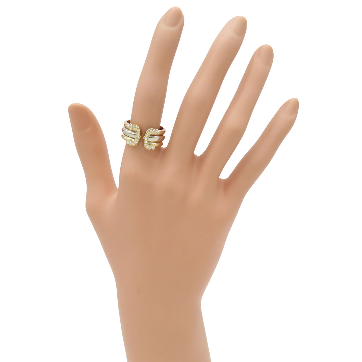 カルティエ Cartier 2Cリング ダイヤ イエローゴールドXピンクゴールド