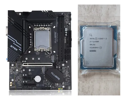 Kit Intel Placa Mãe Kllisre B760 + Intel I5 12400f Preto