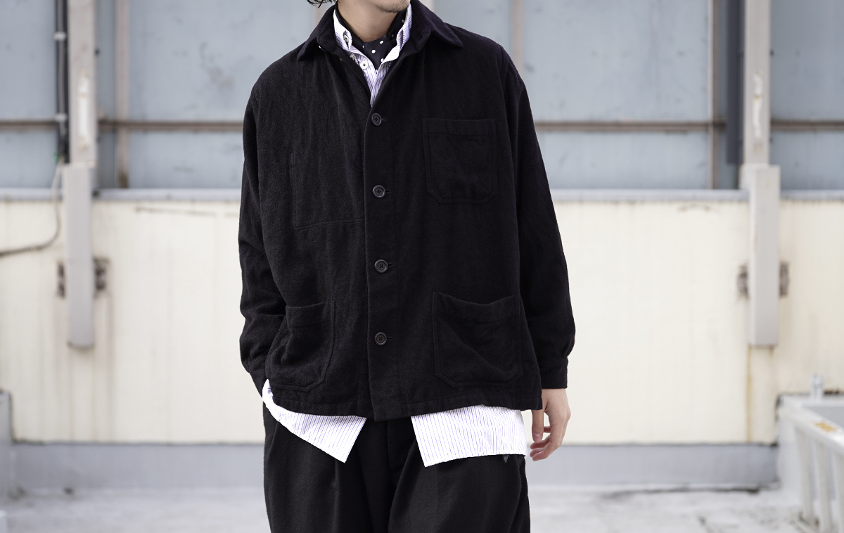 Geoffrey B.Small 4 pocket French work shirt with a gathered