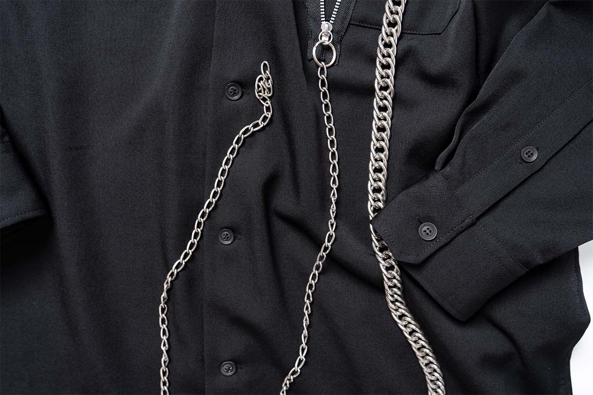 ヨウジヤマモト2020-21年秋冬 チェーン付きファスナーシャツ | HUES
