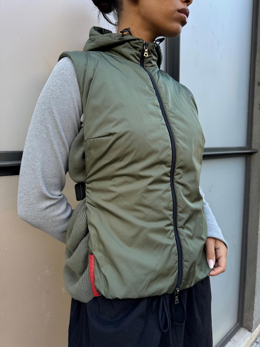 AW99' Prada Sport Khaki Nylon/Knit Hooded Vest | eBay
