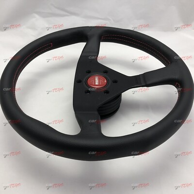 MOMO MONTECARLO RED Leather steering wheel Red Stitch 350MM 100