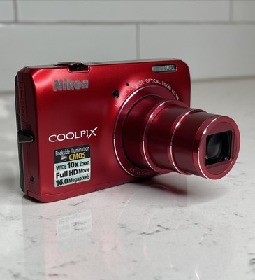 Nikon Coolpix S6300 RED 16MP 10X Digital Camera Bundle Fully