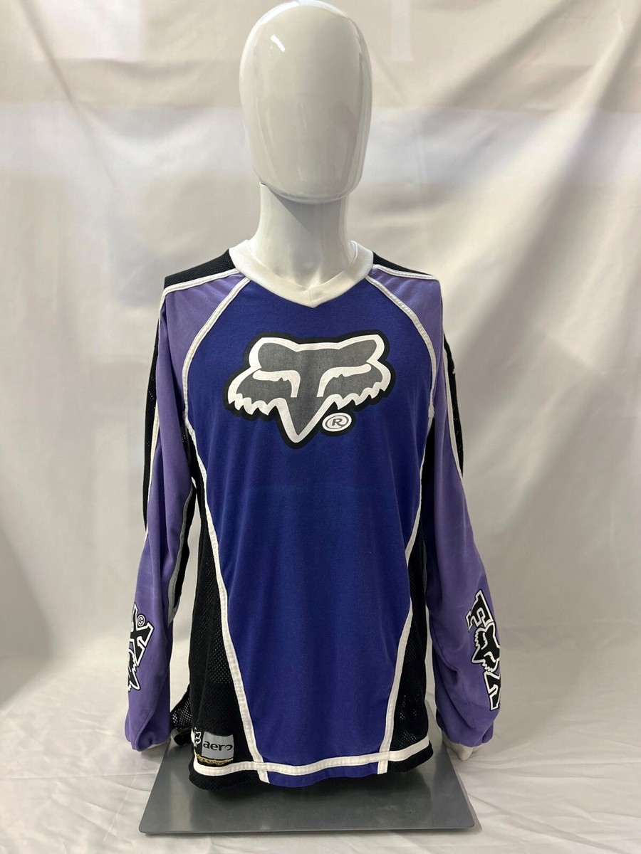 Vintage Fox Aero Y2K Purple Long Sleeve Motocross Size Large