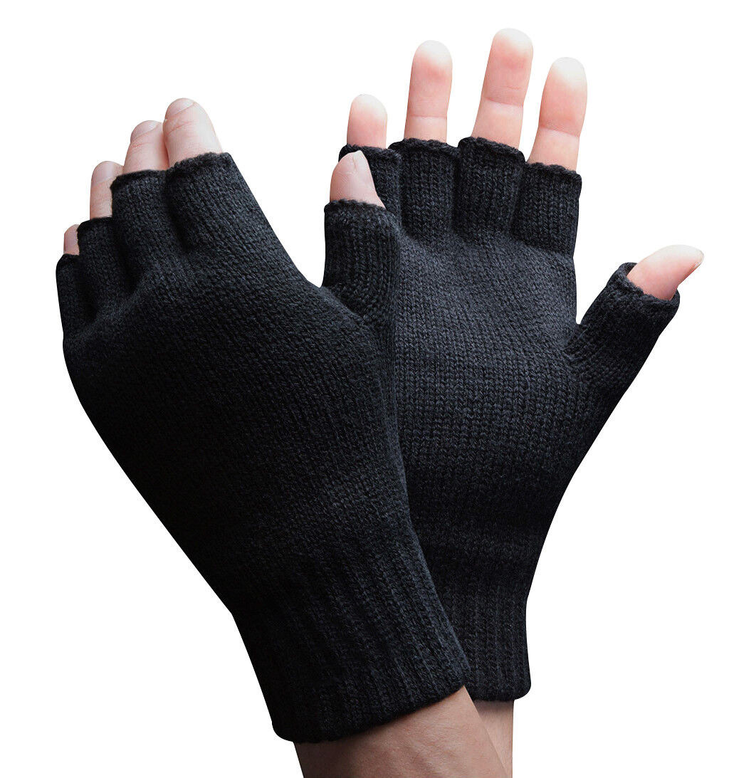 Mens 3M Thinsulate 40 gram Thermal Insulated Black Fingerless