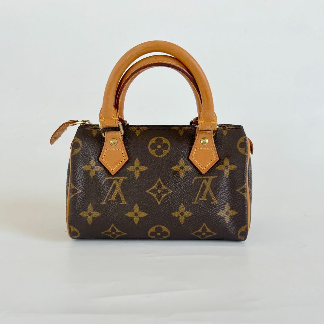 LV Brown Monogram Canvas Mini Speedy Shoulder Bag w Strap | eBay