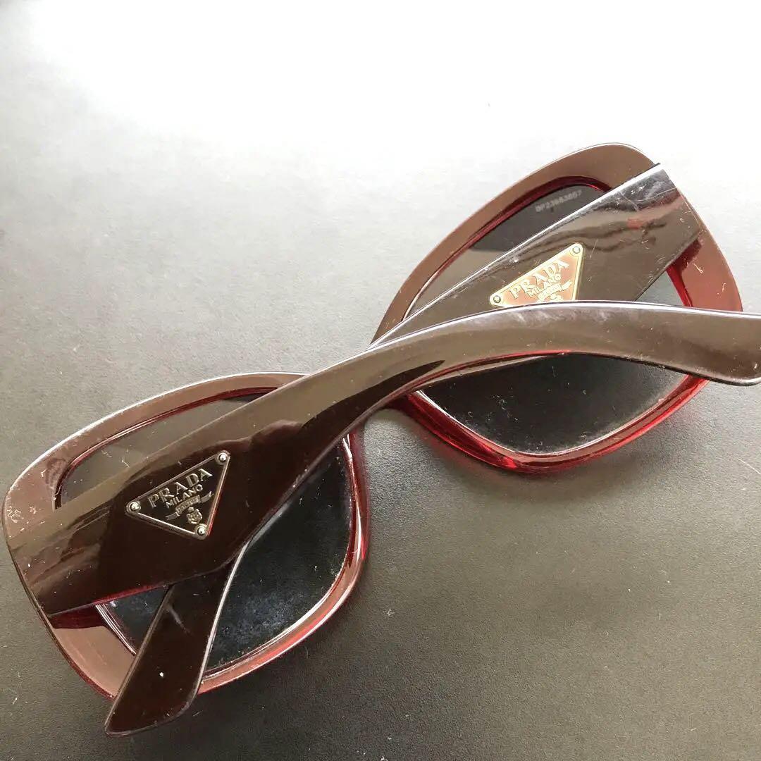 PRADA Sunglasses with Triangle Logo Plate Clear Red From Japan | eBay