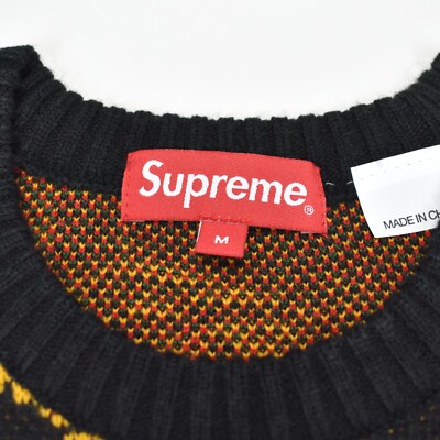 NWT Supreme Jacquard Knit Scarf Logo Sweater Black Rasta SS23