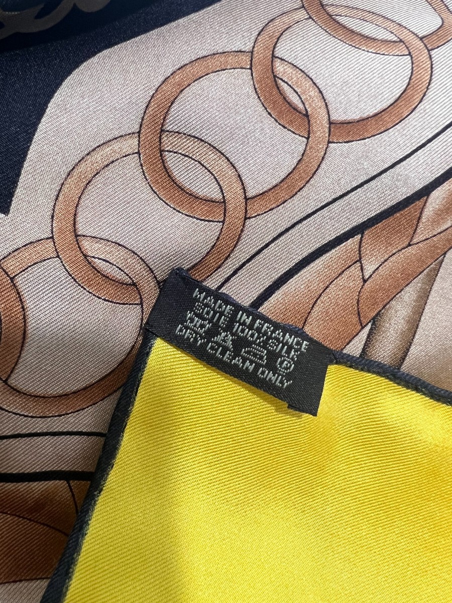 HERMES Cliquetis Yellow 100% Silk With Swords Pattern Scarf Made