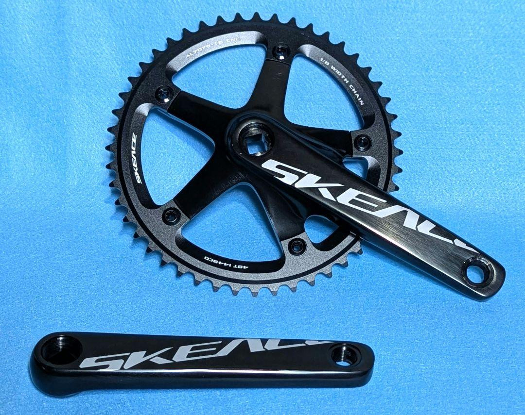 SKEACE スクエアテーパー ピスト用クランク 165mm 48T シルバー