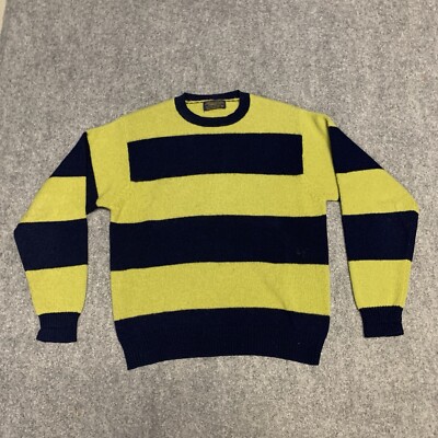 Vintage Vtg Brooks Brothers Shetland Wool Sweater Striped Crewneck
