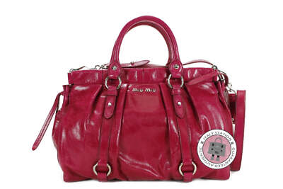 NEW Miu Miu RT0383 X72 Vitello Lux Bauletto Aperto Fuxia / F0029