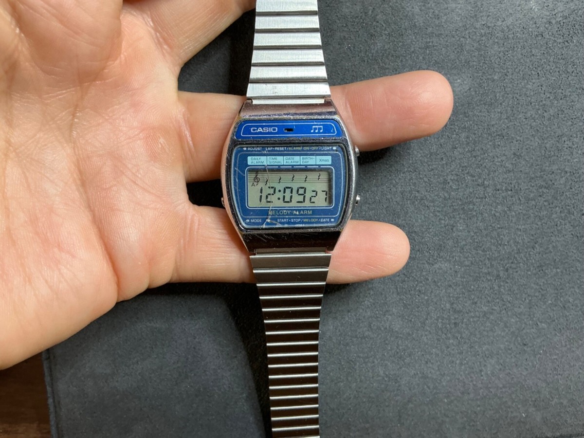 Vintage Casio H104G Digital LCD Melody Musical Alarm Japan Men's