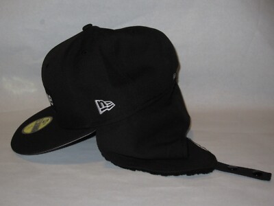 SUPREME x New Era Ear Flap Box Logo Fitted Hat Cap BLACK 7 1/8 NEW